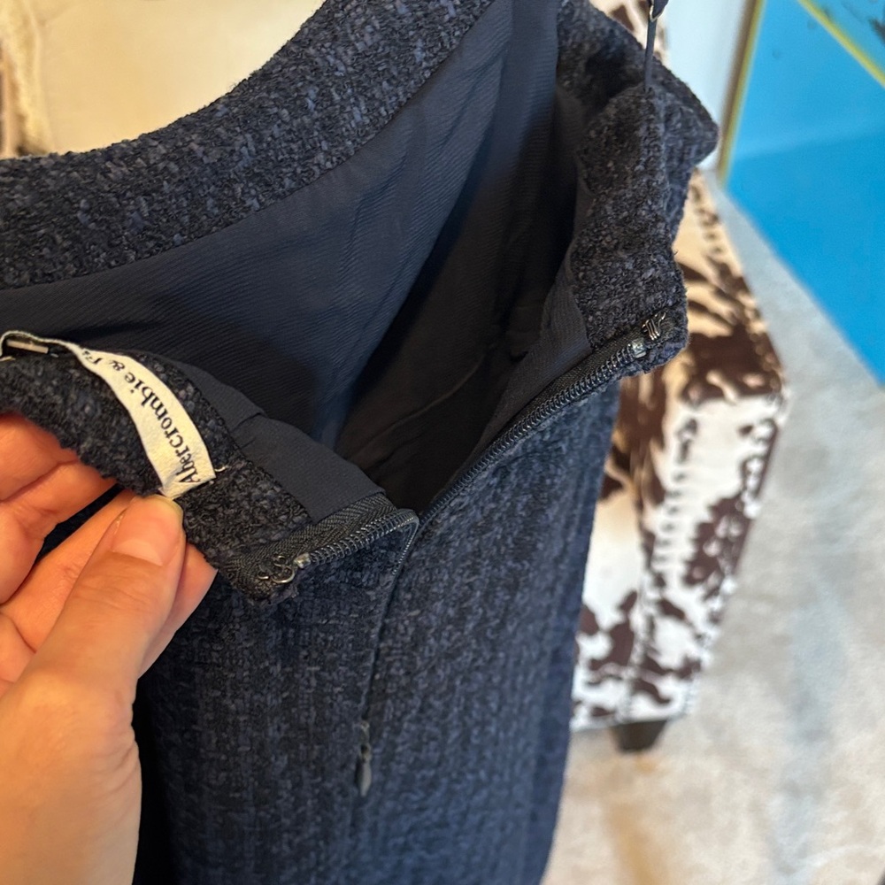 NWT Abercrombie & Fitch Small Tall Dark Blue Tweed skort Dress - Picture 5 of 11